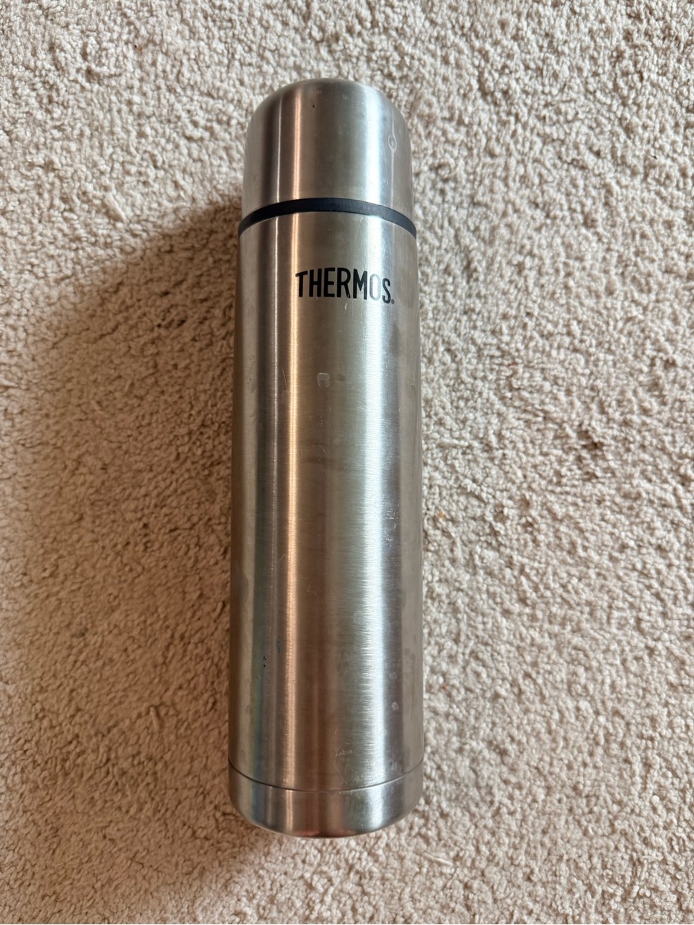 Thermos Branded Stainless Steel Bottle - Silver and Black Trim